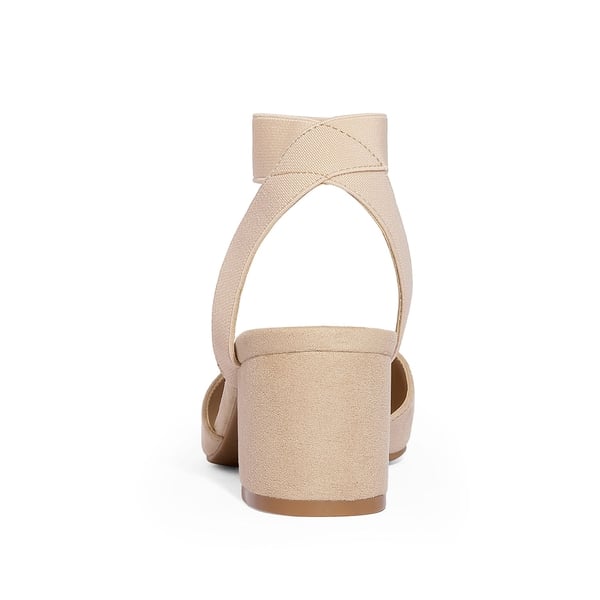 Pointed Toe Pumps with Ankle Strap - NUDE SUEDE - 2